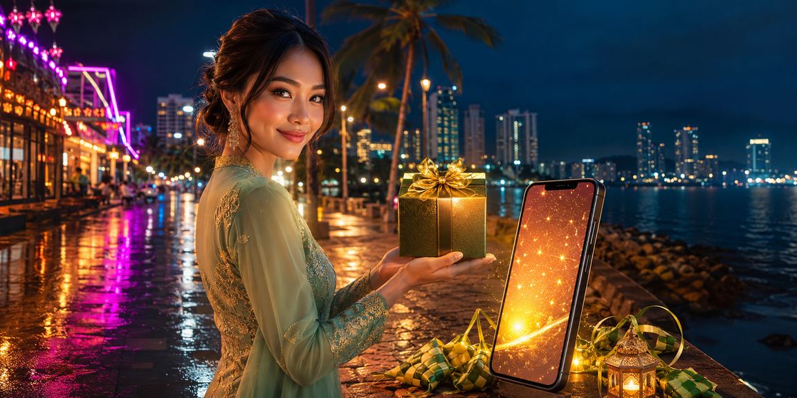 Suasana deposit bonus sempena Hari Raya di Penang melalui platform mudah alih petronas888
